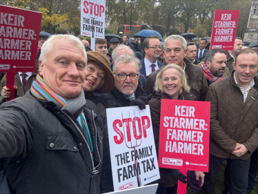 Graham Stuart MP supporting Farmer at a protest